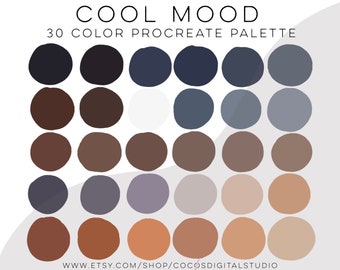 Cool Tones Color Palette - Boho procreate color palette - cool tones palette  - light colors - neutral theme colors - procreate swatches