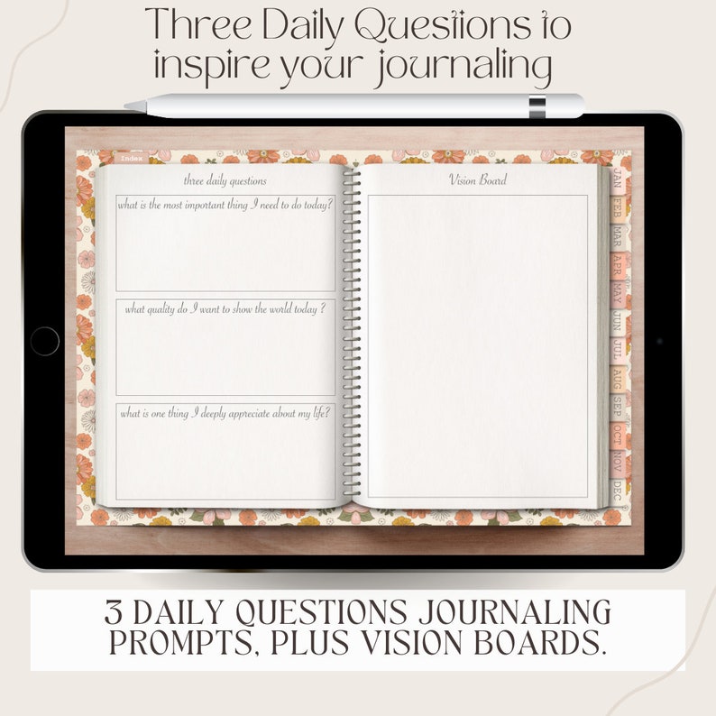 Floral Digital Daily Journal, Goodnotes iPad Diary (PDF) - Etsy