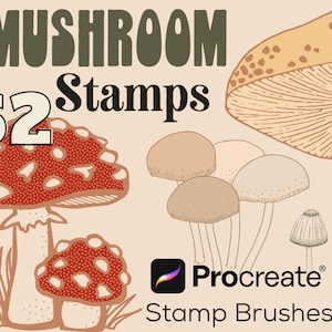 Procreate Mushroom Stamps - Stamp Brushes   - Botanical Illustrations - Mushrooms - Fungi - Mushroom Illustration