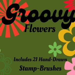Procreate flowers,flowers procreate,Procreate stamps,procreate floral set,Procreate brushes,Procreate floral,70s procreate flower,Ipad brushes,retro flower stamp,procreate brush set,Hippie flowers,Groovy Flowers,Retro Flowers