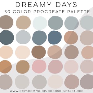 Dreamy Days - a procreate color palette with soft cool colors for branding, illustration or graphic design, ipad, digital swatches
