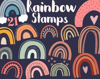 Boho-regenboogstempels voor Procreate | Penselenset 21 (digitale download)
