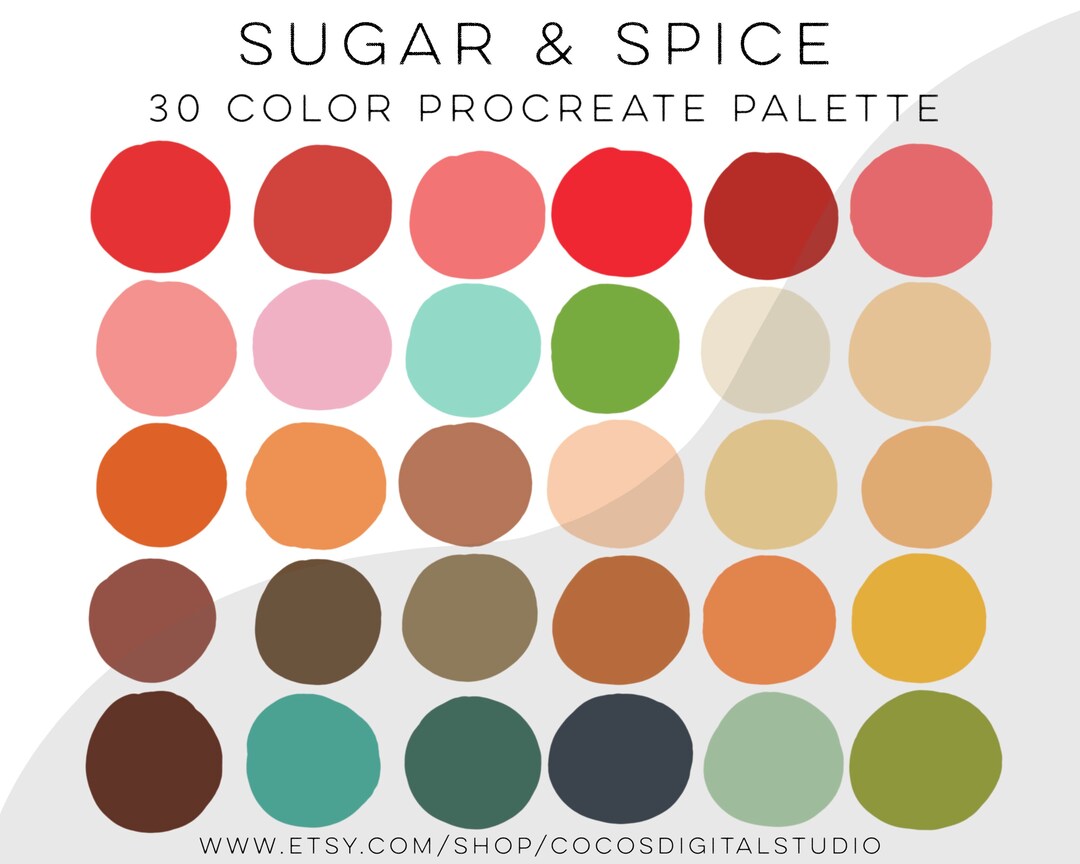 Sugar and Spice Procreate Color Palette Bright Swatches for Art Digital ...