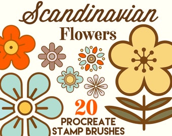 Skandinavische Blume Procreate Stempel Pinsel (Digitaler Download)