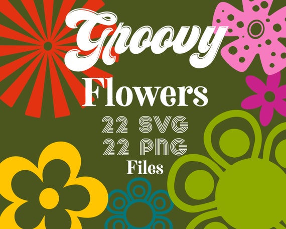 Retro Hippie Flowers, digital download, svg bundle, png subl