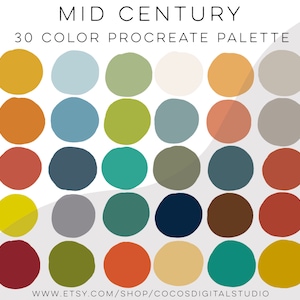 Retro Color Palette Midcentury 70s Color Palette Procreate - Etsy