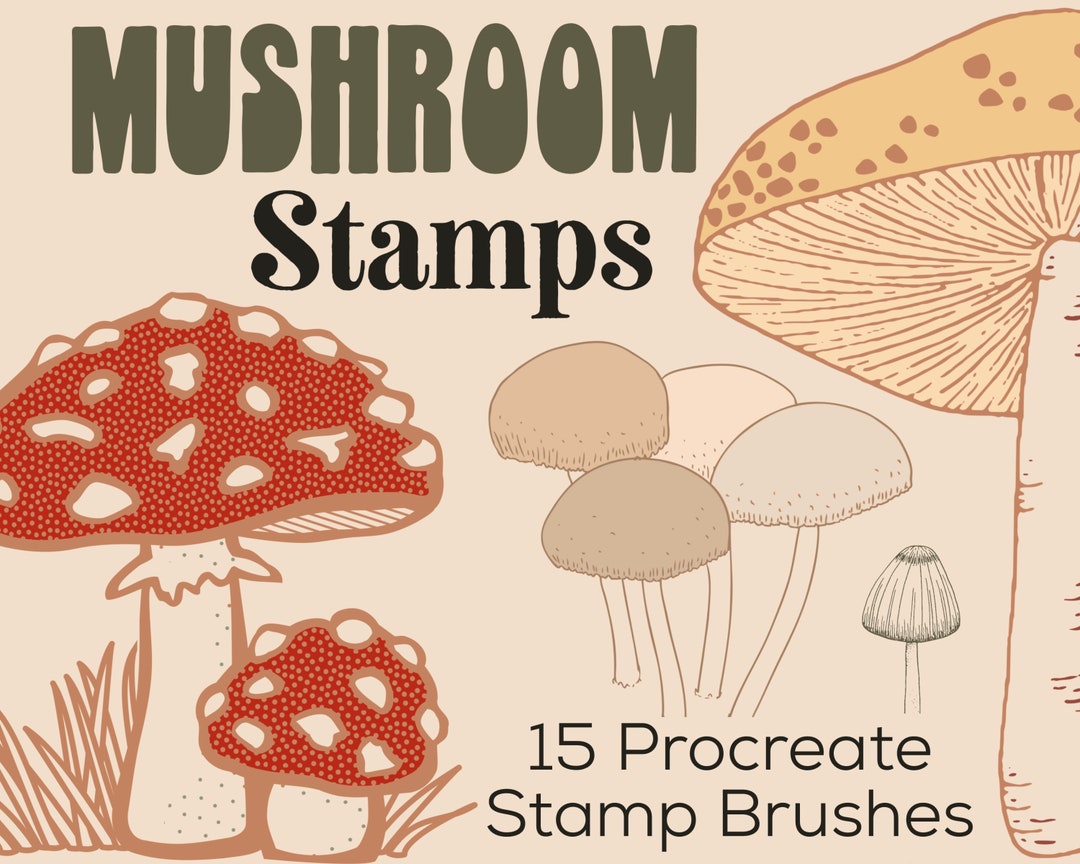 Procreate Mushroom Stamps Stamp Brushes Botanical Illustrations ...
