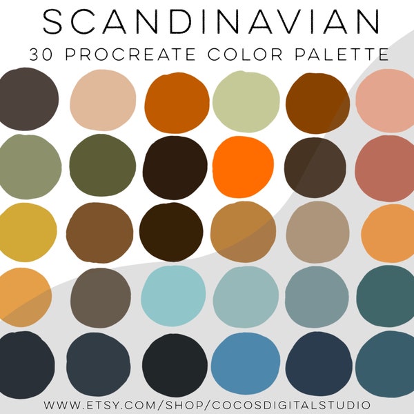 Scandinavian procreate color palette, color swatches, ipad swatches, instant download