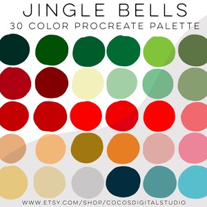 Jingle Bells , Christmas and Holiday Procreate Color Palette - Digital Swatches for Graphic Design - Illustration - Arts and Crafts