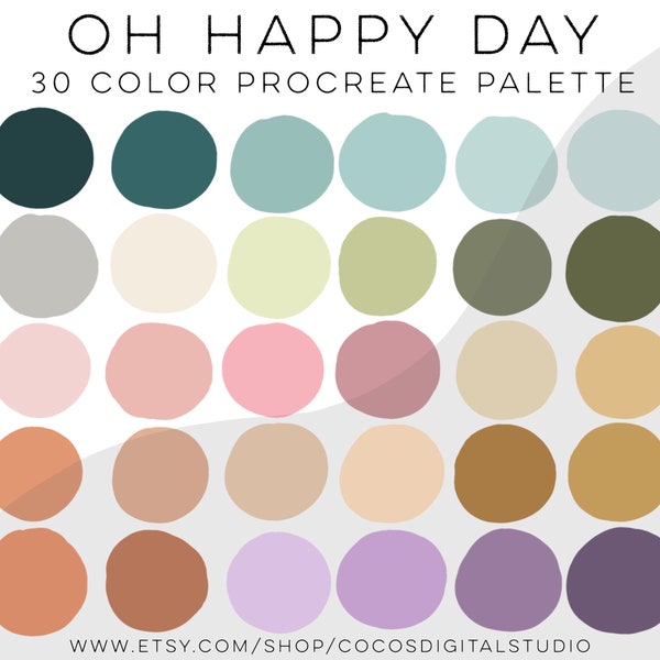 Oh Happy Day! Procreate Color Palette - Neutrals - Pastel Color Swatches - Summer Colors - Cool Colors