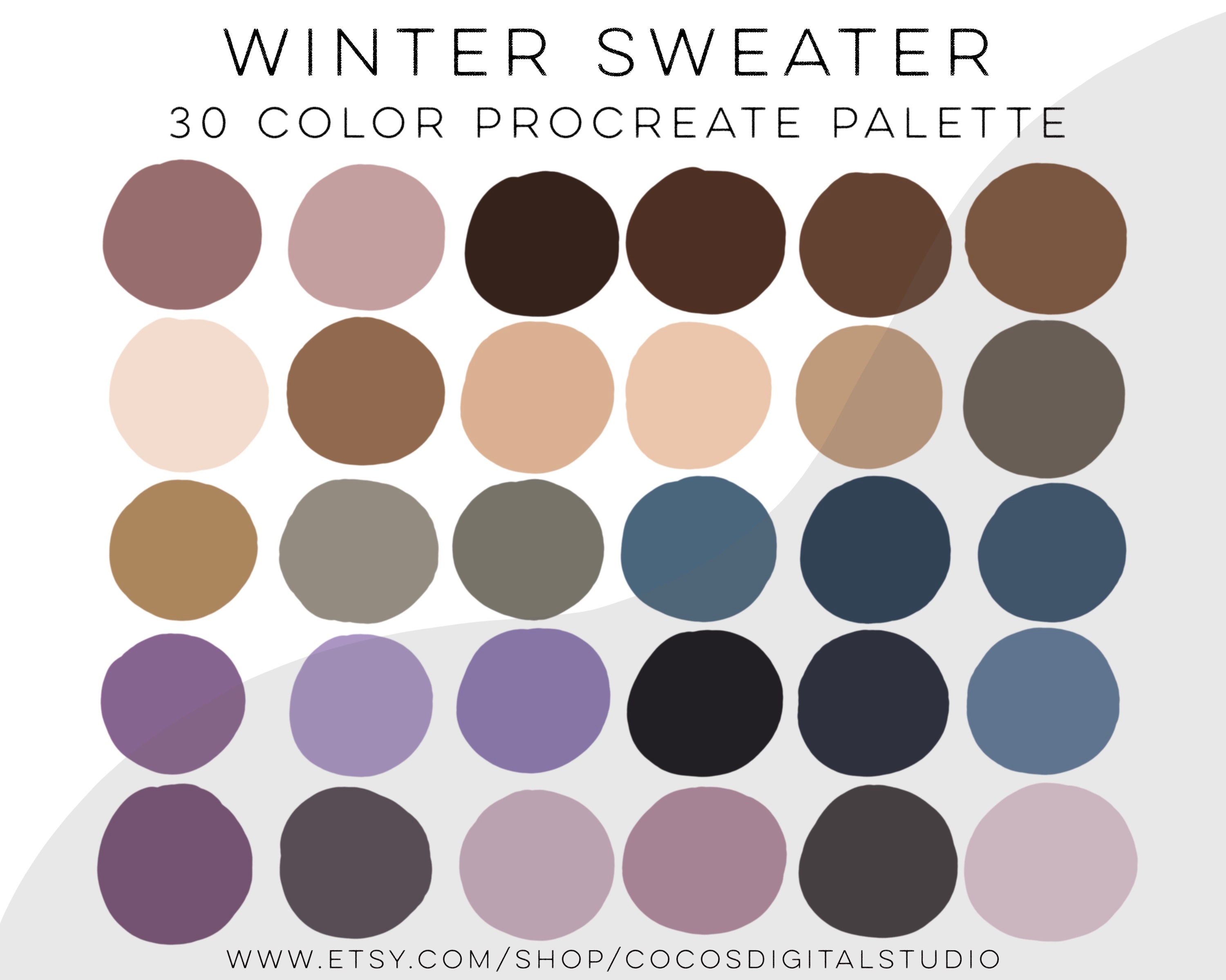 Winter Sweater Procreate Color Palette Cool Tones palette Winter Palette Lavender Blue Browns Procreate Tools Digital Download