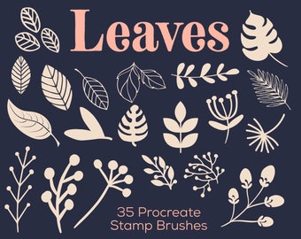 Procreate Blatt Stempel - 35 Botanische Stempel Pinsel (Digitaler Download)