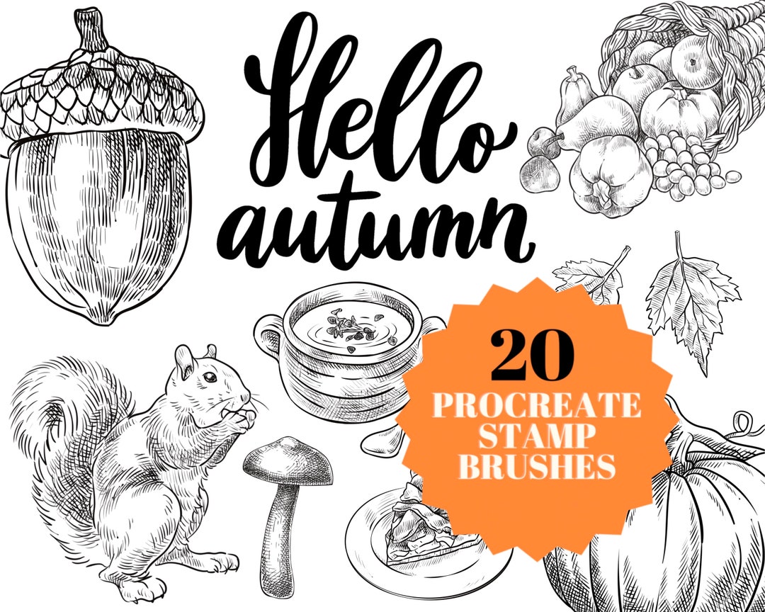 Autumn Procreate Stamp Brushes Set, Fall Theme (digital Download) - Etsy