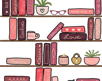 Smut Bookshelf Seamless Pattern 300 DPI PNG Download for Digital Papers Vinyl Fabric Surface Design Bookish Book Lovers Smut Png