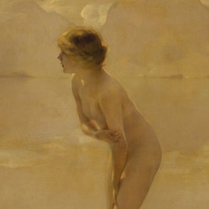 September Morning Female Figure Bathing Wall Art Print