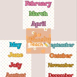 Mesi dell&#39;anno Colori tenui / Download digitale / Decorazioni di classe