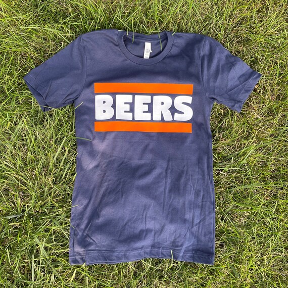 Chicago Bears T shirt Funny Beer Minimalist Tee Blue Orange