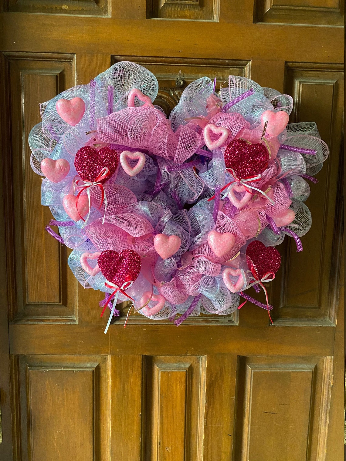 Valentines Wreaths Heart Shaped Deco Mesh Valentine Wreath Etsy