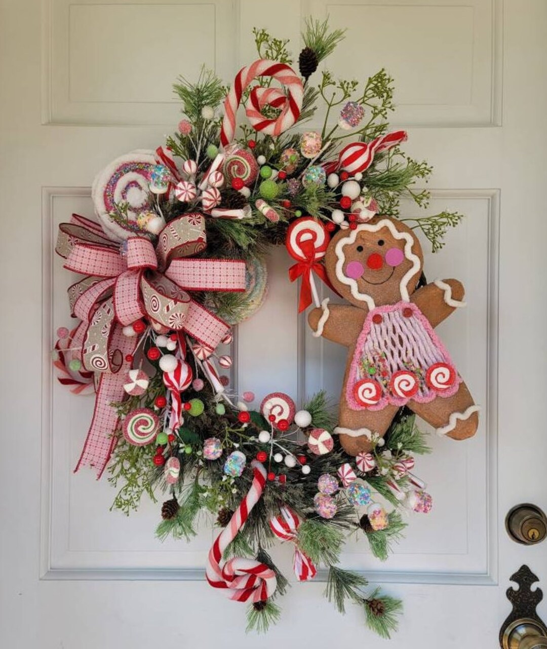 Christmas Wreath for Front Door Gingerbread Wreath Sweet Etsy