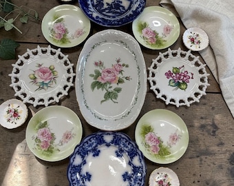 Vintage Plate Wall with Template 54" tall - 24.5" wide