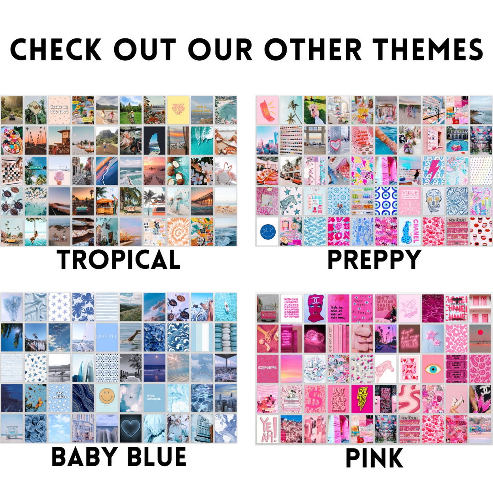 Preppy VSCO Vibes Aesthetic Wall Collage set of 50 posters Etsy