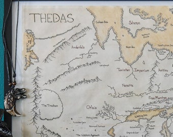 Dragon Age Hand Drawn Map of THEDAS TTRPG Prop Nerdy Gift for DM Boyfriend Girlfriend Fantasy Art Geeky Handmade Gift Anniversary Birthday