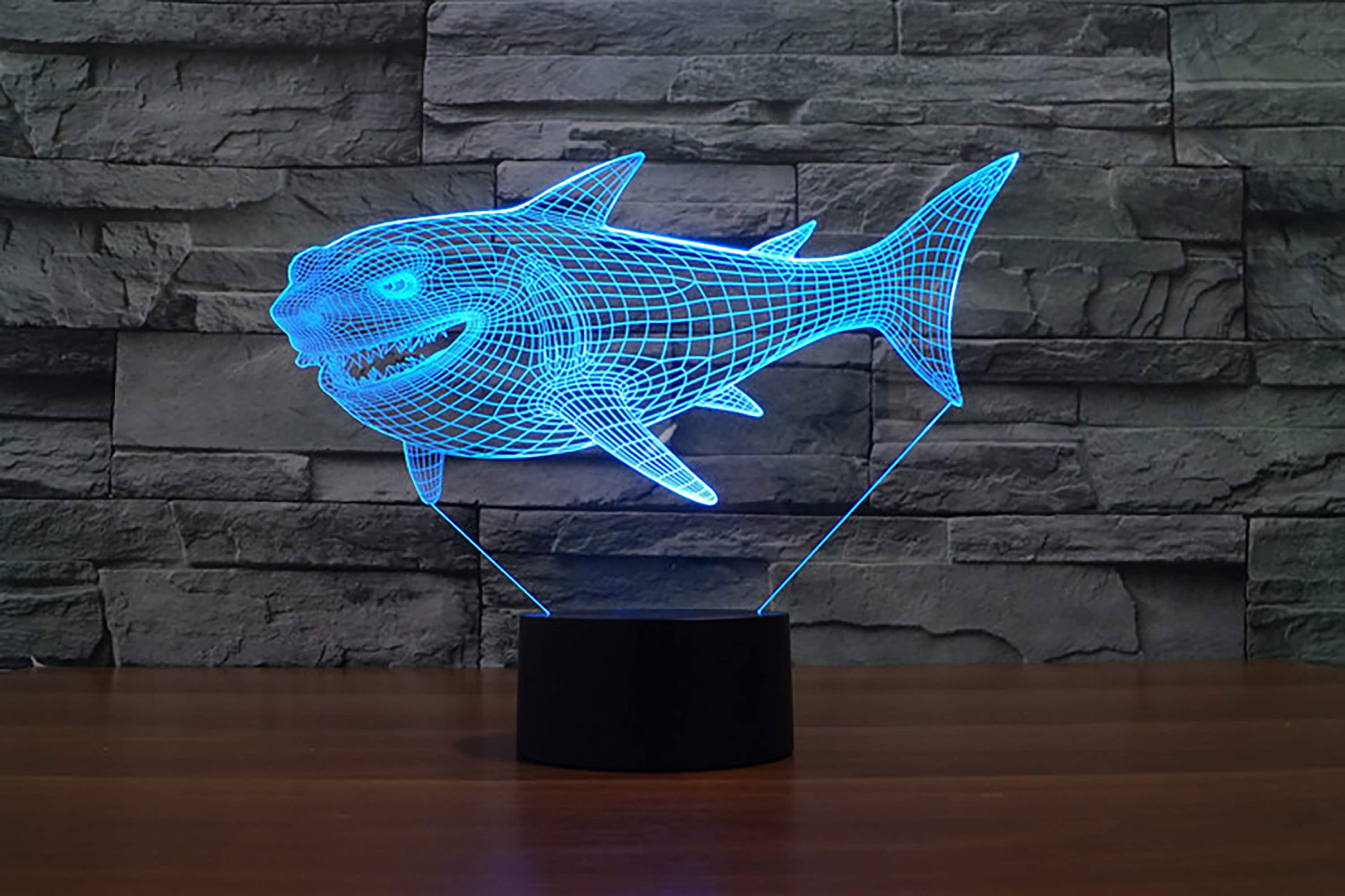 Shark 3D LED Lamp Jaws 7 Colors Custom Gifts Remote Lamp Etsy