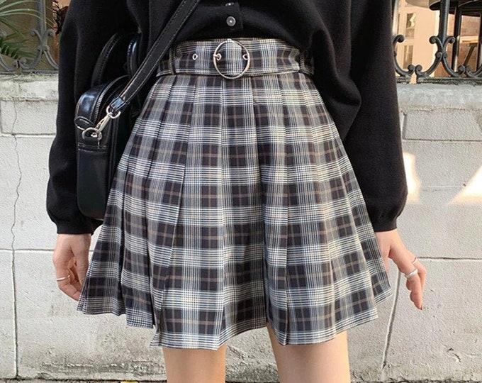 Women's Plaid Pleated Mini Skirt Harajuku Grunge Punk - Etsy