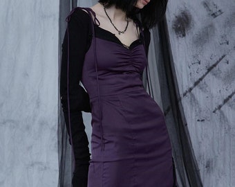 photo Dark Purple Aesthetic Outfits purple black dress etsy