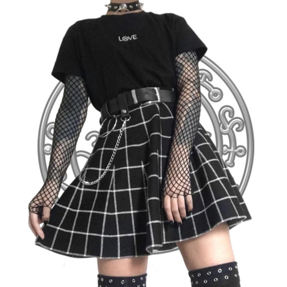 Timagebreze Goth Aesthetic Skirt Women Lace Trim High Waist Girl Midi Skirts Punk Dark Gothic Clothes