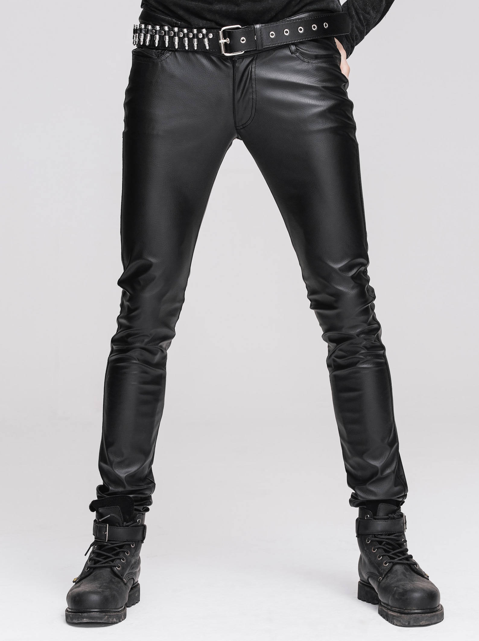 Men's Gothic Pants Goth Leather Pants Punk Leather | Etsy
