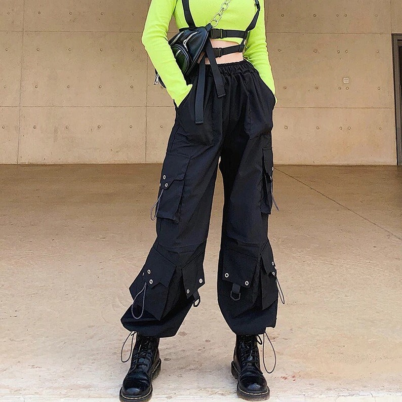 Women's Streetwear Loose Black Cargo Pants Women Etsy