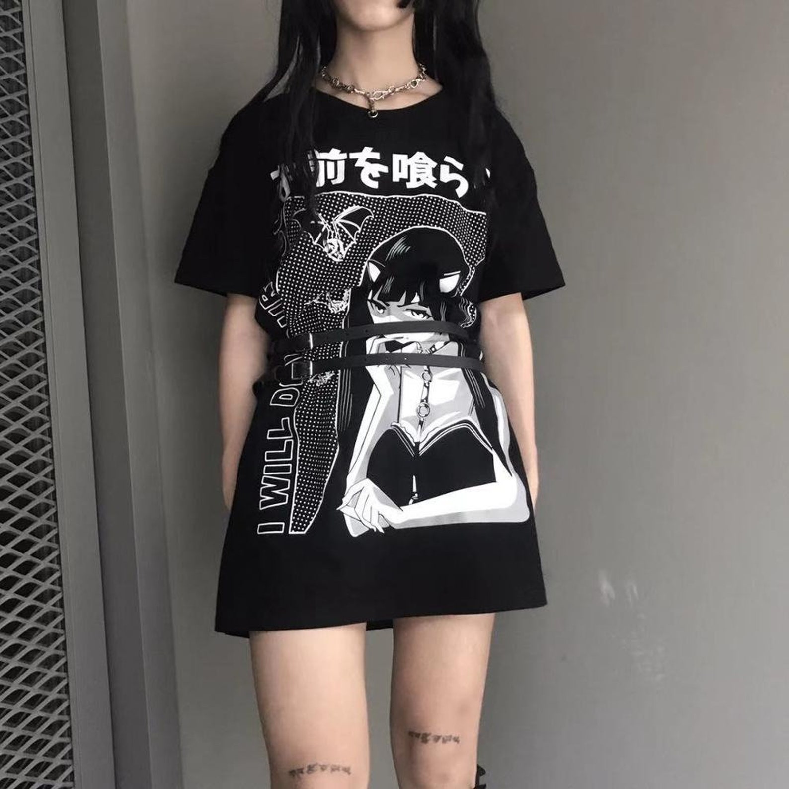 Harajuku Loose Long T-shirts Women Gothic Streetwear Oversize | Etsy