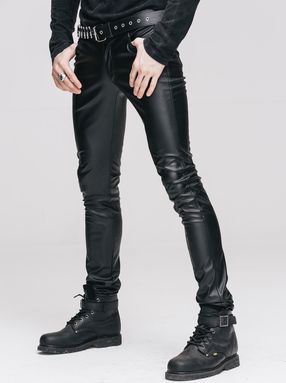 Men's Gothic Pants Goth Leather Pants Punk Leather Etsy