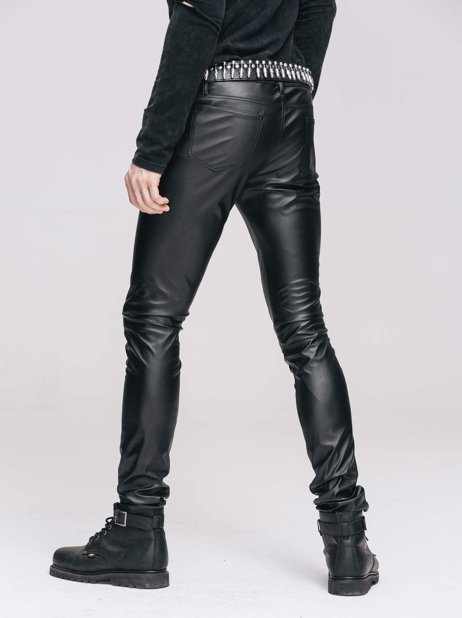 Men's Gothic Pants Goth Leather Pants Punk Leather | Etsy