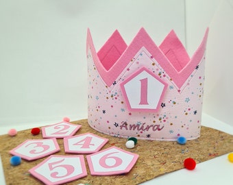 Birthday crown can be personalized with your desired name | interchangeable numbers | adjustable size | children's birthday party | birthday child