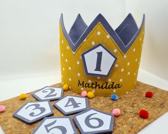 Birthday crown with desired name customizable | interchangeable numbers | adjustable size | children's birthday | birthday child