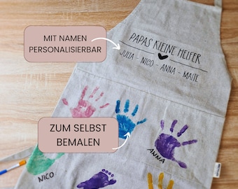 Papas kleine Helfer - Bastelset zum selbst gestalten-  Personalisierte Schürze - DIY Geschenk für Papa