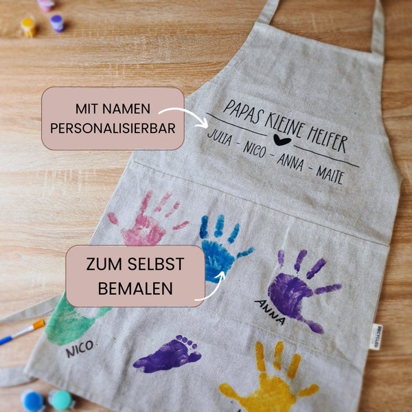 Papas kleine Helfer - Bastelset zum selbst gestalten-  Personalisierte Schürze - DIY Geschenk für Papa