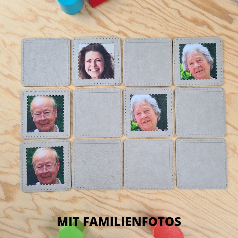 Austauschbares Memory Spiel grau DIY Foto Memory personalisierbar zum selbst befüllen Lernspielzeug Bild 2