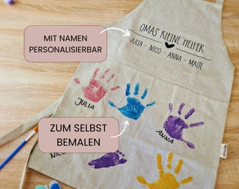 Omas kleine Helfer - Bastelset zum selbst gestalten-  Personalisierte Schürze - DIY Geschenk für Oma