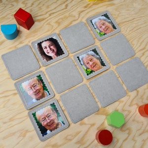 Austauschbares Memory Spiel grau DIY Foto Memory personalisierbar zum selbst befüllen Lernspielzeug Bild 1
