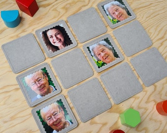 Interchangeable memory game grey | DIY photo memory customizable to fill yourself | Educational toy