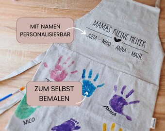 Mamas kleine Helfer - Bastelset zum selbst gestalten-  Personalisierte Schürze - DIY Geschenk für Mama