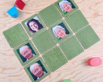 Interchangeable memory game green | DIY photo memory customizable to fill yourself | Educational toy