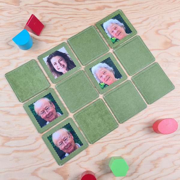 Interchangeable memory game green | DIY photo memory customizable to fill yourself | Educational toy