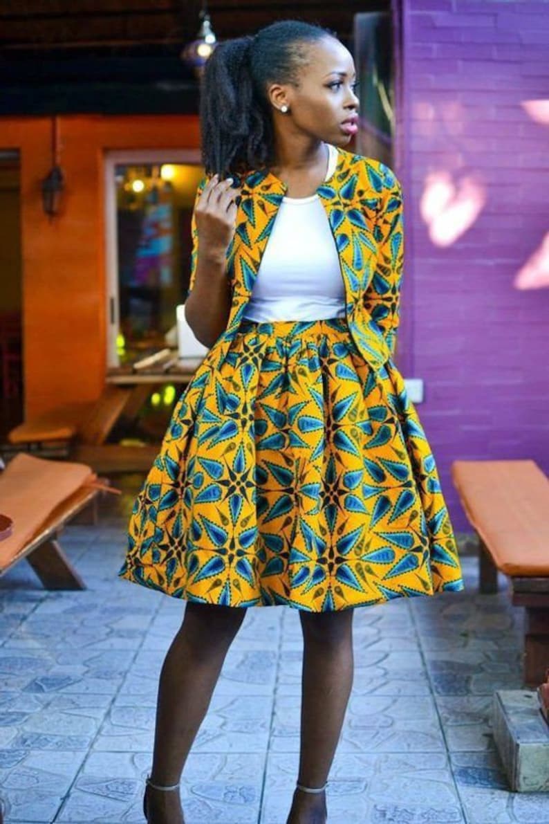 Yellow African Jacket and Skirt African top and Skirt Etsy