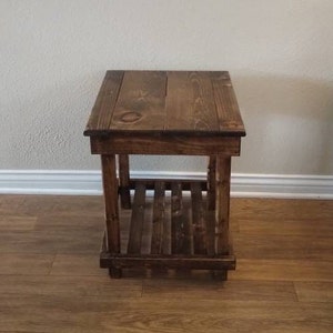 Rustic Farmhouse Square End Table with shelf, Side table, End Table for Living Room