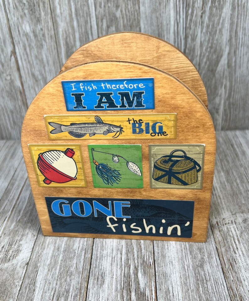 Fishing Wood Napkin Holder in Your Choice of Design Etsy
