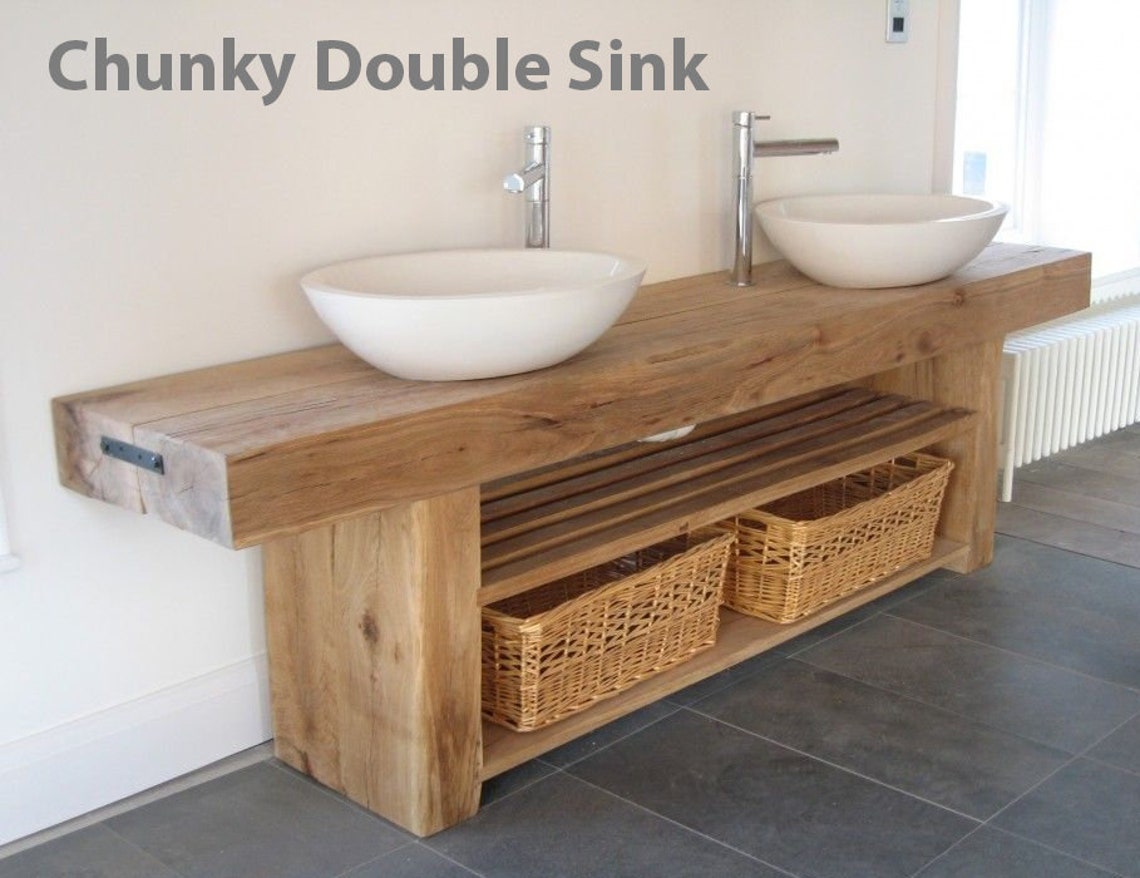Handmade Solid Wood Vanity Unit with Double Wash Basin Etsy